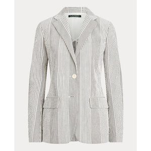 NWT Ralph Lauren Gray & white seersucker Stripe Jacket 4 a summer classic!